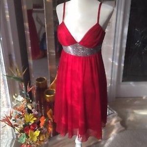 Byer California Red Holiday Dress Polyester Short